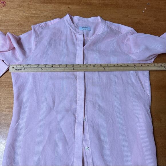 Untuckit for Her Kathryn Linen Blend Button Front Long Sleeve Shirt Size 6 Pink - Picture 8 of 11